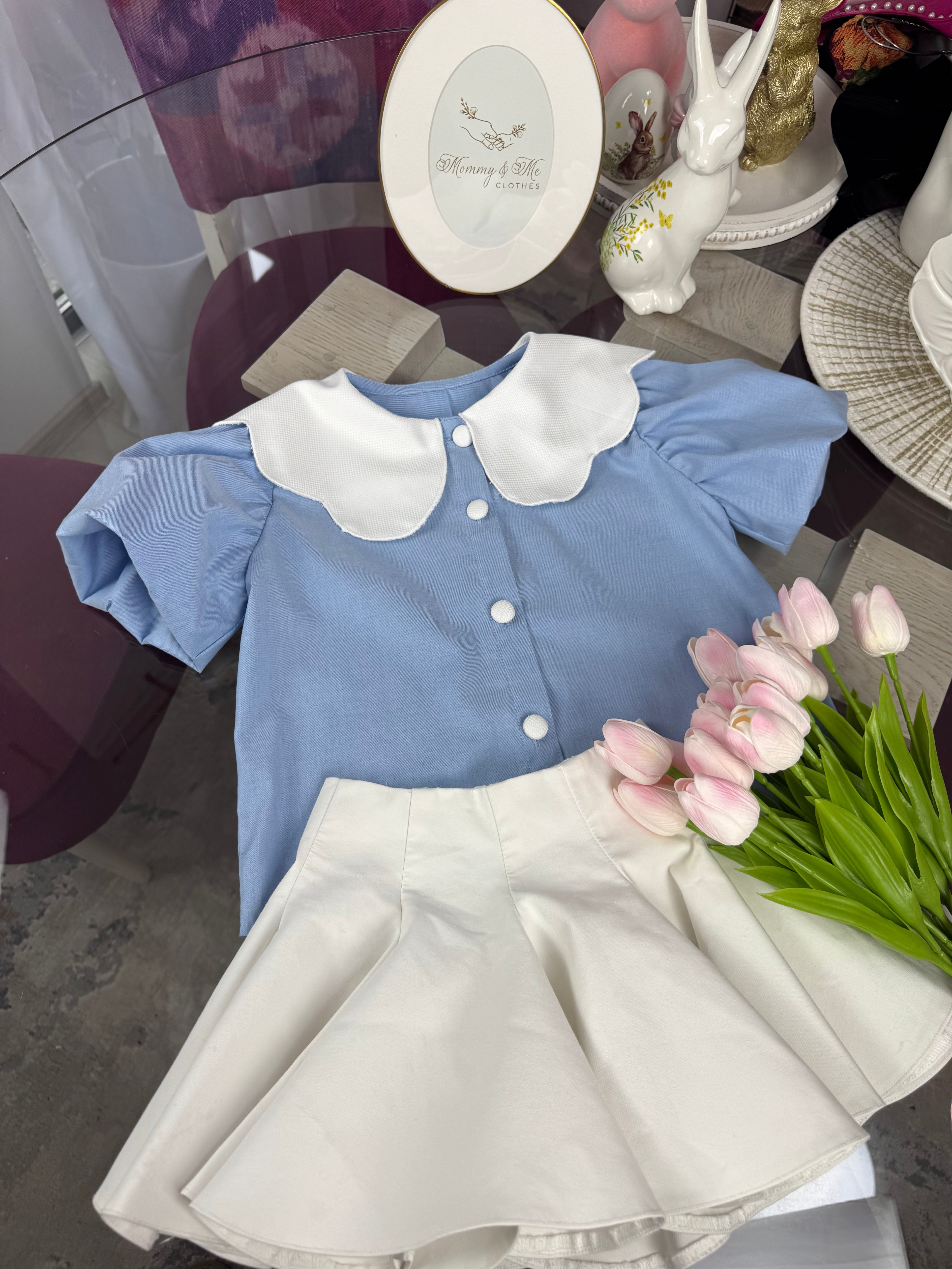 Set cămăși frate-sora “Blue Harmony”