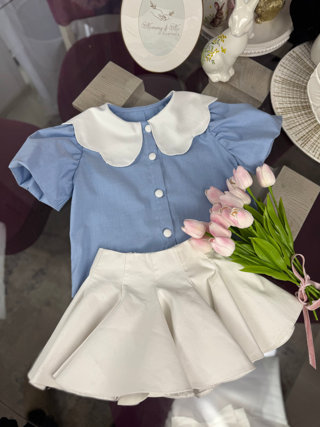 Set cămăși frate-sora “Blue Harmony”