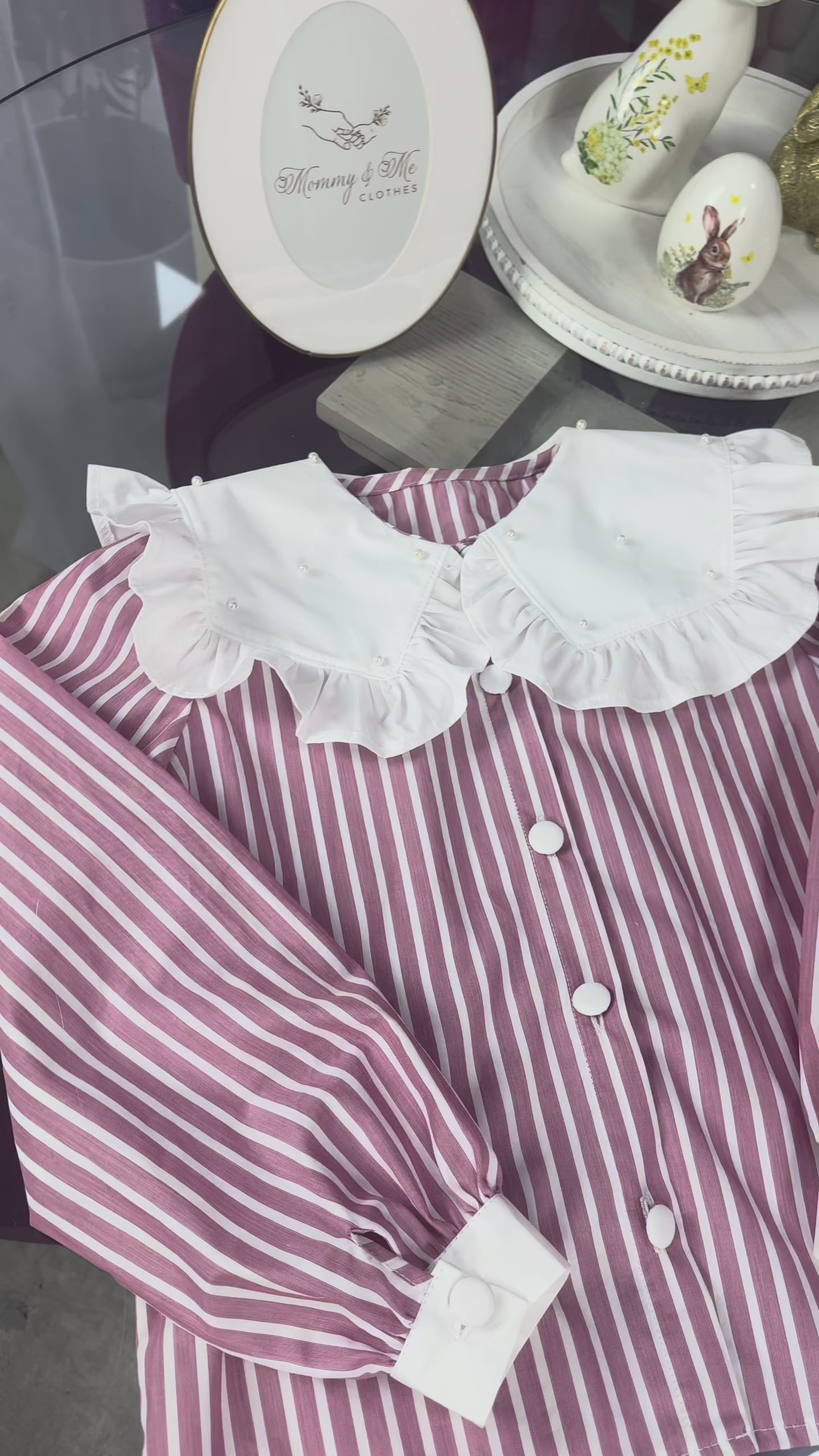 Cămașa  din bumbac cu dungi “ Rose Charm “